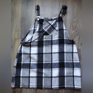 Plaid overalls dress